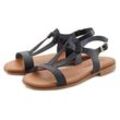 Sandale LASCANA Gr. 35, schwarz, Damen, Obermaterial: 100% Rindsleder. Decksohle: 100% Textilmaterial. Laufsohle: 100% Synthetik, unifarben, metallic, Schuhe, Sandalette, Sommerschuh aus hochwertigem Leder im Metallic-Look