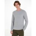 Rundhalspullover CALVIN KLEIN "WAFFLE STRUCTURE SWEATER" Gr. L, grau (light grey heather) Herren Pullover mit Markenlabel