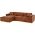 Ecksofa HOME AFFAIRE "Terry L-Form" Sofas Gr. B/H/T: 274 cm x 75 cm x 165 cm, Lu x us-Microfaser, Recamiere links, Vintageoptik, braun (cognac) Ecksofa Möbel Polstermöbel Ecksofas Sofas mit offener Kedernaht und Holzuntergestell