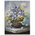 Wandbild ARTLAND "Bunter Korb" Bilder Gr. B/H: 45 cm x 60 cm, Leinwandbild Blumen Hochformat, 1 St., blau Kunstdrucke als Leinwandbild, Poster in verschied. Größen