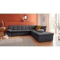 Ecksofa DOMO COLLECTION "Lagoa L-Form" Sofas Gr. B/H/T: 271 cm x 76 cm x 232 cm, Struktur grob, Ottomane rechts, ohne Bettfunktion, grau (anthrazit) wahlweise mit Bettfunktion, frei im Raum stellbar, große Farbvielfalt