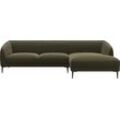 Ecksofa FLEXLUX "Belle Designsofa, L-Form, B/T 288/149 cm", grün (moss grün), B:288cm H:74cm T:149cm, 100% Polyester, Sofas, Skandinavisches Design, In hochwertiger Verarbeitung