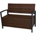 Gartenbank GARDEN PLEASURE "Ferrara", braun, B:117cm H:86cm T:58cm, Metall, Geflecht Rattan, Sitzbänke, mit Staufach, BxTxH: 117x58x86 cm, verschiedene Farben