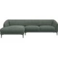 Ecksofa FLEXLUX "Belle Designsofa, L-Form, B/T 288/149 cm", grün (dusty grün), B:288cm H:74cm T:149cm, 85% Polyester/15%Polyamide, Sofas, Skandinavisches Design, In hochwertiger Verarbeitung