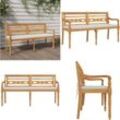 Batavia-Bank mit Kissen 150 cm Massivholz Teak - Batavia-Bank - Batavia-Bänke - Home & Living