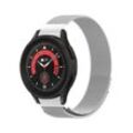 SmartUP Smartwatch-Armband Für Samsung Galaxy Watch 6 5 4 Pro Classic 40mm 44mm Edelstahl, Milanese Armband, zeitloses Design, stufenlos verstellbar, silberfarben