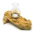 Gedeko Windlicht Wurzelholz Deko, Natur Teelichthalter aus Holz mit Glas, beige|braun