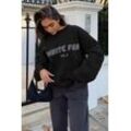 STYLEOVER Longsweatshirt Bedrucktes Sweatshirt mit Rundhalsausschnitt, schwarz