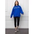 STYLEOVER Longsweatshirt Bedrucktes Sweatshirt mit Rundhalsausschnitt, blau