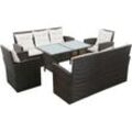 5-tlg. Garten-Lounge-Set,Gartenmöbel-Set mit Auflagen Poly Rattan Braun vidaXL