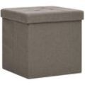 Hocker mit Stauraum Taupe Leinenoptik Vidaxl