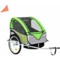 2-in-1 Fahrradanhänger und Kinderwagen Grün und Grau vidaXL