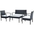 Vidaxl - 4-tlg. Garten-Lounge-Set mit Auflagen Poly Rattan Schwarz