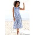 Beachtime Midikleid mit Blumendruck, aus Jersey, A-Linien-Kleid, blau