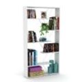 Toscohome Bücherregal aus Holz 84x157h cm mit Metallrahmen und Fachböden Farbe weiß - Tars