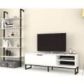 Toscohome Wandsystem 180h cm TV-Ständer und Bücherregal weiß - Way