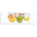 Küchenrückwand ARTLAND "Zitrusfrüchte fallen in klares Wasser" Spritzschutzwände Gr. B/H: 180 cm x 55 cm, bunt Küchendekoration Alu Spritzschutz mit Klebeband, einfache Montage