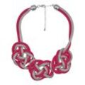 Steuer Modeschmuck Collierkette Metall Collier silber/pink aus Meshkette