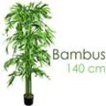 Decovego - Bambus Bambus-Strauch Kunstpflanze Kunstbaum Bambusbaum Baum Künstliche Pflanze Bamboo Künstlich Echtholzstamm Innendekoration Deko 140 cm