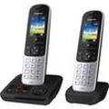 Panasonic KX-TGH722GS DECT Schnurloses Telefon analog Anrufbeantworter, Babyphone Schwarz, Silber