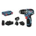 Bosch Professional Akku-Bohrschrauber GSR 12V-35 FC, 12 V, Mit 2x Akku 3 Ah & 4 Aufsätze - in L-BOXX 102