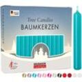 BRUBAKER Tafelkerze Baumkerzen aus Wachs (1 Packung Christbaumkerzen, 20-tlg), rauchfreie und geruchsneutrale Pyramidenkerzen, Wachskerzen für Weihnachtsdekoration, bunte Weihnachtskerzen, grün