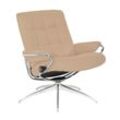 Relaxsessel STRESSLESS "London" Sessel Gr. Leder BATICK, Star Base-High Base, Relaxfunktion-Rückteilverstellung, B/H/T: 80 cm x 91 cm x 70 cm, braun (latte batick) Low Back, mit Star Base, Gestell Chrom