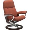 Relaxsessel STRESSLESS "Consul" Sessel Gr. Leder PALOMA, Signature Base Braun, BalanceAdapt™-Plus™System-Gleitsystem-Relaxfunktion-Drehfunktion-Kopfstützenverstellung-Rückteilverstellung, B/H/T: 82 cm x 102 cm x 72 cm, rot (henna paloma) mit Signature Base, Größe M, Gestell Braun