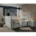 Boxspringbett ED EXCITING DESIGN "Denver" Komplettbetten Gr. Microvelour, Liegefläche B/L: 120 cm x 200 cm, 1 Bettkasten, 1 Duo-Matratze 120 x 200 cm H3/H4, 7-Zonen-Tonnentaschen-Federkernmatratze, grau (grau uran 02 schlamm) Boxspringbett inkl. 1 bzw. 2 Bettkästen, motorisierte TV-Halterung bis 40 Zoll