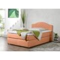 Boxspringbett MAINTAL, orange (terra), Liegefläche B/L: 100cm x 200cm, H2, 7-Zonen-Kaltschaummatratze, Seitliche Einfassung Unterbox und Obermatratze: Mikrovelours (100% Polyester), Spiegelfläche der Unterbox und Obermatratze: 100% Polyester, Komplettbetten, in diversen Ausführungen