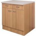 Unterschrank FLEX-WELL "Nano", braun (buche nachbildung), B:80cm H:85cm T:60cm, Holzwerkstoff, Schränke, Unterschrank, (B x H x T) 80 x 85/86 x 60 cm, für viel Stauraum