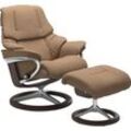 Relaxsessel STRESSLESS "Reno" Sessel Gr. Microfaser DINAMICA, Signature Base Wenge, Relaxfunktion-Drehfunktion-Plus™System-Gleitsystem-BalanceAdapt™, B/H/T: 79 cm x 99 cm x 75 cm, braun (sand dinamica)