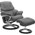 Fußhocker STRESSLESS "Reno" Hocker Gr. B/H/T: 55 cm x 43 cm x 41 cm, Microfaser DINAMICA, Signature Base Schwarz, grau (dark grey dinamica) mit Signature Base, Gestell Schwarz