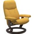 Relaxsessel STRESSLESS "Consul" Sessel Gr. ROHLEDER Stoff Q2 FARON, Classic Base Wenge, Plus™System-Gleitsystem-Relaxfunktion-Drehfunktion-Kopfstützenverstellung-Rückteilverstellung, B/H/T: 85 cm x 100 cm x 77 cm, gelb (yellow q2 faron) mit Classic Base, Größe L, Gestell Wenge