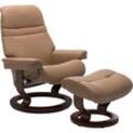 Relaxsessel STRESSLESS "Sunrise", braun (almond paloma), B:79cm H:103cm T:73cm, Leder BATICK: BATICK ist ein leicht korrigiertes, durchgefärbtes und genarbtes Möbelleder, bei dem die meisten Unebenheiten und Spuren in der Regel entfernt wurden., Leder PALOMA: PALOMA ist ein durchgefärbtes Semianilin-Möbelleder mit natürlicher Narbung., ROHLEDER Stoff Q2 FARON: Ein fester zuverlässiger Bouclu00e9 m