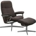 Relaxsessel STRESSLESS "Garda" Sessel Gr. Leder BATICK, Cross Base Wenge, Relaxfunktion-Drehfunktion-Plus™System-Gleitsystem-BalanceAdapt™, B/H/T: 82cm x 102cm x 72cm, braun (braun batick) mit Cross Base, Größe M & L, Holzakzent Wenge