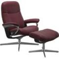 Relaxsessel STRESSLESS "Garda" Sessel Gr. Leder BATICK, Cross Base Schwarz, Relaxfunktion-Drehfunktion-Plus™System-Gleitsystem-BalanceAdapt™, B/H/T: 82cm x 102cm x 72cm, rot (bordeaux batick) mit Cross Base, Größe M & L, Holzakzent Schwarz