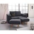 2-Sitzer LOOKS BY WOLFGANG JOOP "Looksv", blau (dunkelblau), B:172cm H:96cm T:107cm, Sofas, Verwandlungssofa: aus Sofa wird Sofa mit 2 Hockern