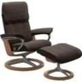 Relaxsessel STRESSLESS "Admiral", braun (braun batick), B:84cm H:100cm T:73cm, Leder BATICK: BATICK ist ein leicht korrigiertes, durchgefärbtes und genarbtes Möbelleder, bei dem die meisten Unebenheiten und Spuren in der Regel entfernt wurden., Sessel, mit Signature Base, Größe M & L, Gestell Eiche