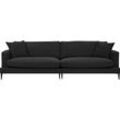 Big-Sofa LEONIQUE "Cozy", schwarz, B:252cm H:80cm T:97cm, Samtoptik (100% Polyester), Struktur (100% Polyester), Sofas, mit losen Kissen und Metallbeinen