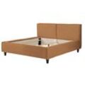 Lederbett FURNINOVA "Vesta High" Betten Gr. Leder GOLF, Liegefläche B/L: 160cm x 210cm H: 104cm, beige (natur) mit toller Naht, auch in Überlänge 210 cm und 220 erhältlich