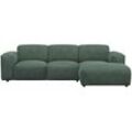 Ecksofa FLEXLUX "Lucera Chaislongue rechts oder links", grün (dusty grün), B:251cm H:73cm T:171cm, 85% Polyester/15%Polyamide, Sofas, modern & anschmiegsam, Kaltschaum, Stahl-Wellenunterfederung