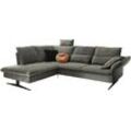 Ecksofa 3C CARINA "Haya Design Funktionssofa, Tonnentaschen-Federkern, L-Form", grau (anthrazit), B:273cm H:94cm T:210cm, Struktur (85% Polyester, 15% Nylon), Struktur weich (85% Polyester, 15% Nylon), Sofas, incl. 2 Kopfstützen, mit klappbarer Armlehne, weiches Sitzgefühl