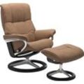 Fußhocker STRESSLESS "Mayfair", braun (latte batick), B:55cm H:41cm T:39cm, Leder BATICK: BATICK ist ein leicht korrigiertes, durchgefärbtes und genarbtes Möbelleder, bei dem die meisten Unebenheiten und Spuren in der Regel entfernt wurden., Leder PALOMA: PALOMA ist ein durchgefärbtes Semianilin-Möbelleder mit natürlicher Narbung., ROHLEDER Stoff Q2 FARON: Ein fester zuverlässiger Bouclu00e9 mit e