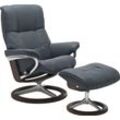 Relaxsessel STRESSLESS "Mayfair" Sessel Gr. Leder BATICK, Signature Base Wenge, Relaxfunktion-Drehfunktion-Plus™System-Gleitsystem-BalanceAdapt™, B/H/T: 79 cm x 102 cm x 44 cm, blau (atlantic blue batick)