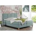 Boxspringbett HOME AFFAIRE "Casey", blau (petrol), B:111cm L:209cm, Struktur fein (100% Polyester), Komplettbetten, Boxspringbett, in 5 Breiten, 3 Ausführungen, 2 Härtegraden, Steppung, Topper