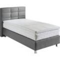 Boxspringbett, grau, B:115cm L:210cm, Bezug: Kunstleder, Polyurethan, Polsterung: 100% Polyester, WESTFALIA SCHLAFKOMFORT, Komplettbetten, Boxspringbett, mit Knöpfen in Kristalloptik, wahlweise mit Topper