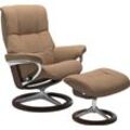 Relaxsessel STRESSLESS "Mayfair", braun (sand dinamica), B:83cm H:102cm T:73cm, Leder BATICK: BATICK ist ein leicht korrigiertes, durchgefärbtes und genarbtes Möbelleder, bei dem die meisten Unebenheiten und Spuren in der Regel entfernt wurden., Leder PALOMA: PALOMA ist ein durchgefärbtes Semianilin-Möbelleder mit natürlicher Narbung., ROHLEDER Stoff Q2 FARON: Ein fester zuverlässiger Bouclu00e9 m