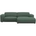 Ecksofa FLEXLUX "Lucera Chaislongue rechts oder links", grün (dusty grün), B:257cm H:73cm T:171cm, 85% Polyester/15%Polyamide, Sofas, modern & anschmiegsam, Kaltschaum, Stahl-Wellenunterfederung