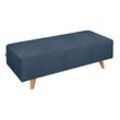 Hocker TOM TAILOR HOME "NORDIC PURE" Gr. B/H/T: 137cm x 42cm x 61cm, Samtstoff STC, blau (ink blue stc 6) Fußhocker Polsterhocker Breite 137 cm, Füße Buche natur